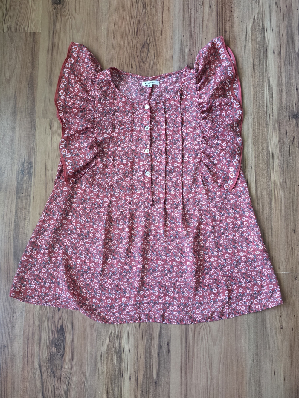 Max Studio Dusty Rose Floral Ruffle Sleeve Blouse